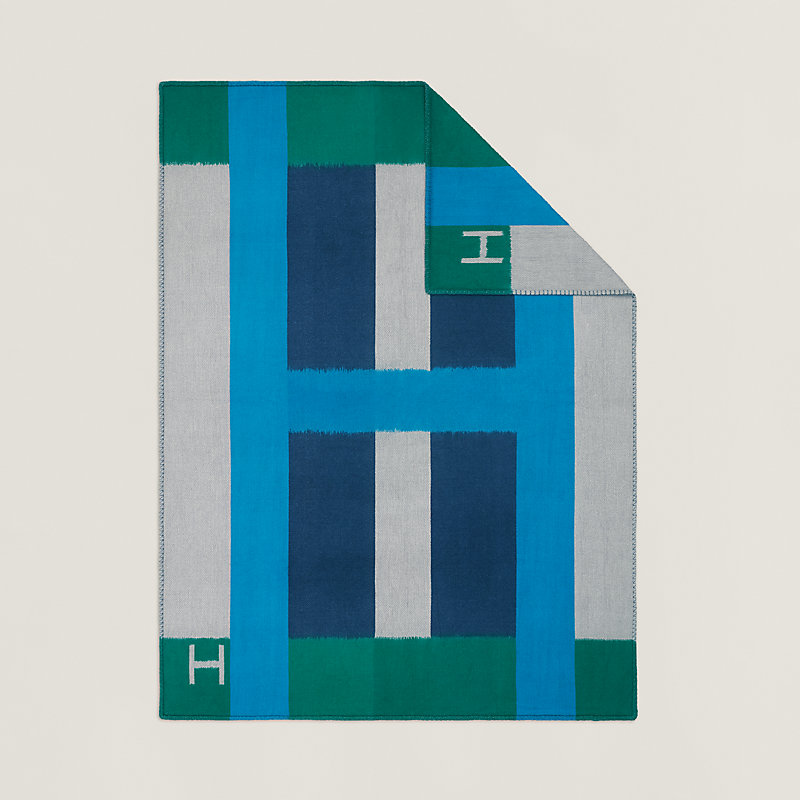 HERMES チェック柄ニット 48 ikat-h-echelle-blanket--